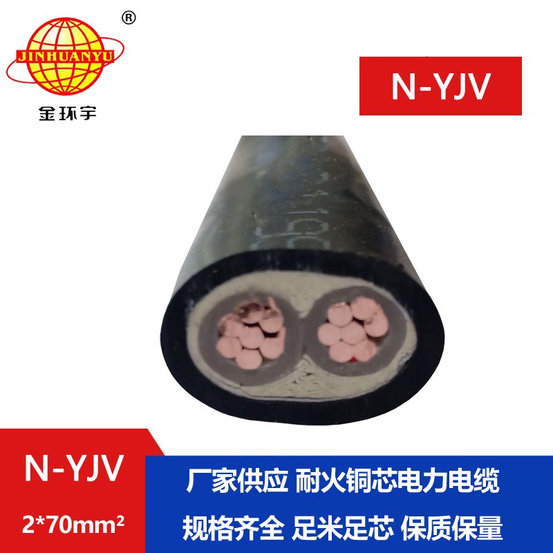 金环宇 铜芯电缆 N-YJV 2X70平方 2芯电缆 耐火电力