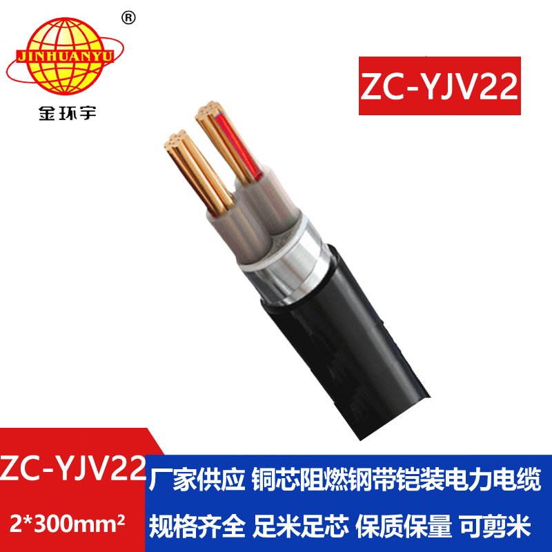 金环宇电缆 ZC-YJV22 2X300平方 阻燃低压铠装电缆